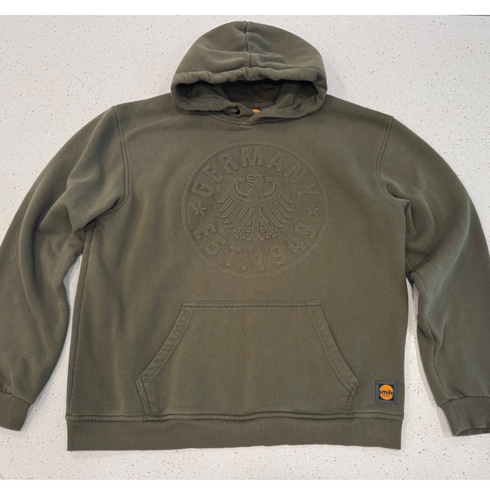 Smile Originals Hoodie Mens XL Green Excellent Germany Crest Embossed Streetwear
